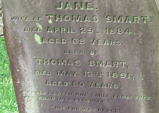 Headstone of Jane & Thomas Smart, Strixton, Northants